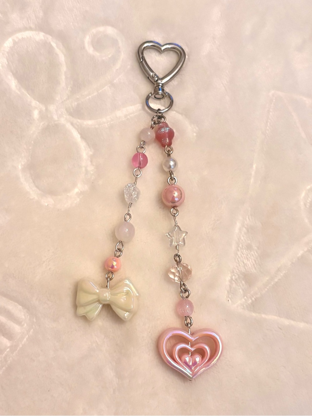 Pink Heart & Bow Charm Keychain 💗🎀